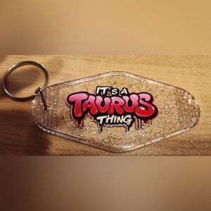 Taurus Keychain with Glitter Accents